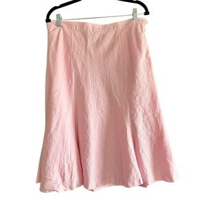 Chaps Pink Linen Skirt Size 10 A-Line Midi Preppy Coastal Cottagecore Summer